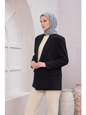 Belli Geometrik Desen Nova Siyah - Beyaz Eşarp 1007