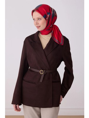 Belli Kırmızı Çiçek Desen %100 Twill Ipek Eşarp 4303-81