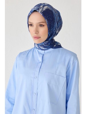 Belli Çiçek Desen Premıum Soft Lacivert Eşarp 2