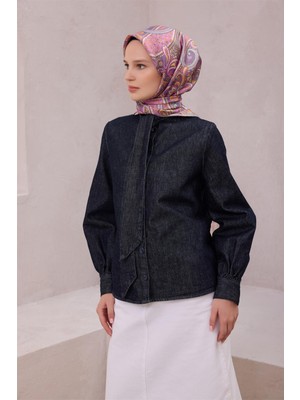 Belli Etnik Desen Ipek Eşarp 4202D (Twıll) Mor - 31