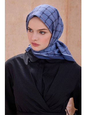 Belli Geometrik Desen Paulista Indigo Eşarp 9