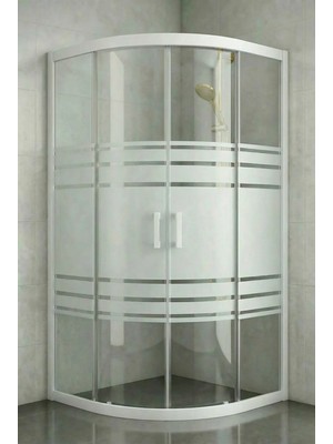 Durul Duşakabin Oval 5 mm Trio Desen Temperli Cam Beyaz Profil 190 cm