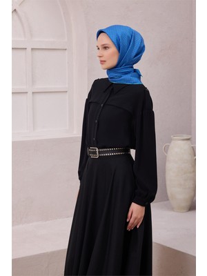 Belli Geometik Desen Ipek Eşarp 4203D (Twıll) Mavi - 36