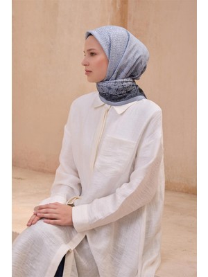 Belli Geometrik Desen Paulista Buz Mavisi Eşarp 7