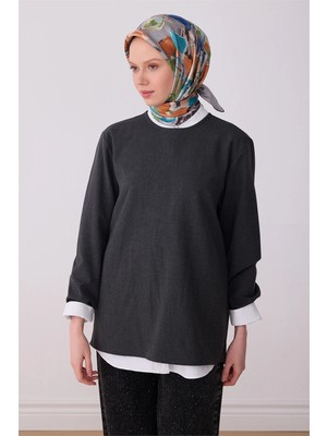 Belli Lila Çok Renkli Soyut Desen %100 Twill Ipek Eşarp 4310-55