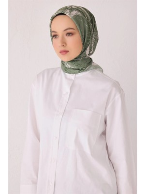 Belli Çiçek Desen Premıum Soft Yeşil Eşarp 2