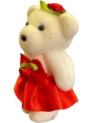 Vizyon Çiçek Ayıcık Mini Strafor Ayıcık Kırmızı Etekli Ayıcık Kutu Süsleme Ayıcığı 11 cm Ayıcık 10 Adet