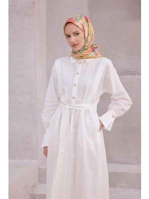 Belli Çiçek Desen Ipek Eşarp 4219D (Twıll) Bej - 50