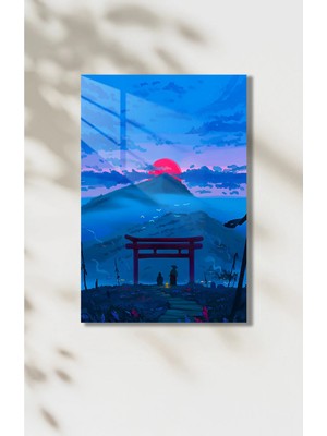 Ghost Of Tsushima Hd Metal Poster – Japon Torii Kapısı Gün Batımı Manzara | Samurai Duvar Tablosu