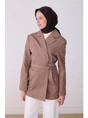 Belli Acı Kahve Klasik Desen %100 Twill Ipek Eşarp 4305-83
