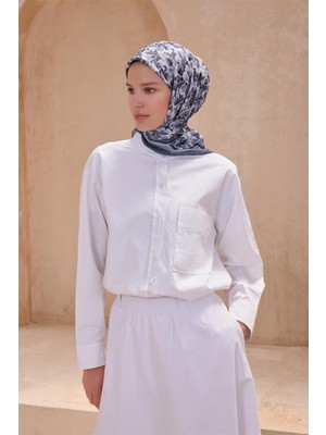 Belli Çiçek Desen Premıum Soft Gri Eşarp 11