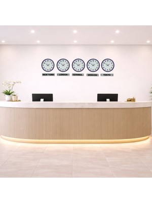 Lowell Home Mor Tabelalı 36 cm Dünya Saatleri 5 Li Set LWLHM-RSYT367