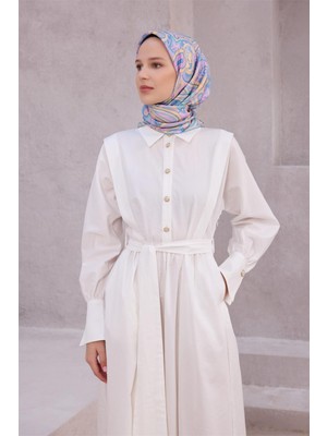Belli Etnik Desen Ipek Eşarp 4222D (Twıll) Bebe Mavisi - 50