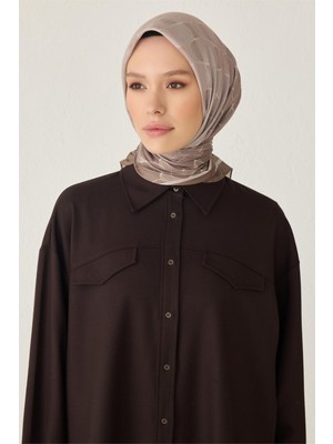 Belli Dalgalı Desen Premıum Soft Vizon Eşarp 1