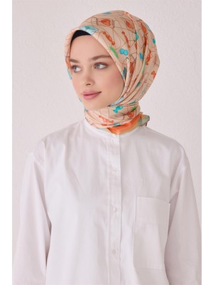 Belli Obje Desen Ipek Eşarp 4050D (Twill)-06