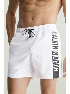 Calvin Klein Intense Power Medium Drawstring Swim Short Erkek Orta Boy Yüzme Şortu Beyaz