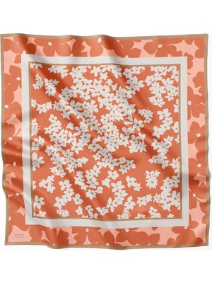 Belli Çiçek Desen  Ipek Eşarp 4044D-KRİMET (Twill) - 01