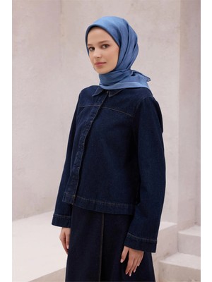 Belli Geometik Desen Ipek Eşarp 4201D (Twıll) Indigo - 34