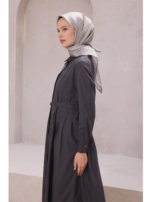 Belli Geometik Desen Ipek Eşarp 4203D (Twıll) Gri - 32