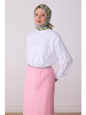 Belli Yeşil Geometrik Desen %100 Twill İpek Eşarp 4302 - 52