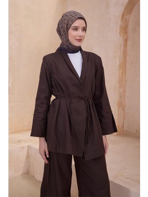 Belli Geometrik Desen Paulista Kahve Eşarp 7