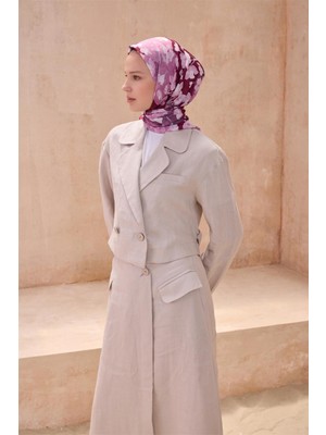 Belli Çiçek Desen Premıum Soft Fuşya Eşarp 7