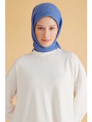 Belli Geometrik Desen Veyra Mavi Eşarp 2