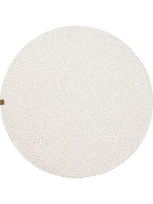 Halımax Lunox Beyaz Hasır Örgü Çift Taraflı Dokuma Yolluk Jüt Kilim Yuvarlak Banyo Paspası