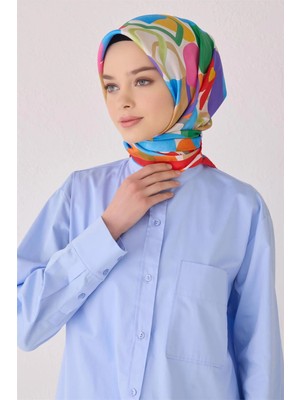 Belli Geometrik Desen Ipek Eşarp 4054D (Twill)-05