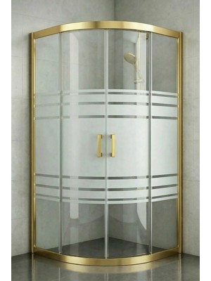 Durul Duşakabin Oval 5 mm Trio Desen Temperli Cam Altın Profil 190 cm