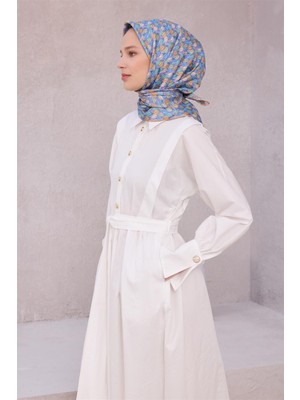 Belli Çiçek Desen Ipek Eşarp 4204D (Twıll) Turuncu - 10