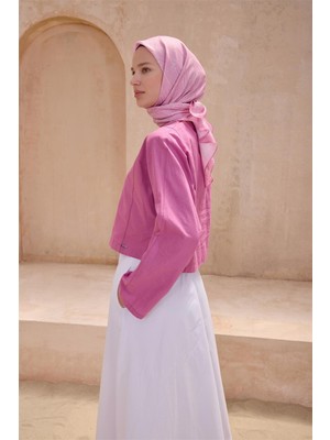 Belli Geometrik Desen Premıum Soft Pembe Eşarp 10