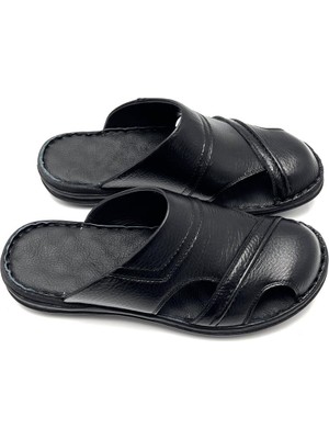 Deri Tarz Hakiki Deri Ortopedik Masajlı Hafif Erkek Terlik
