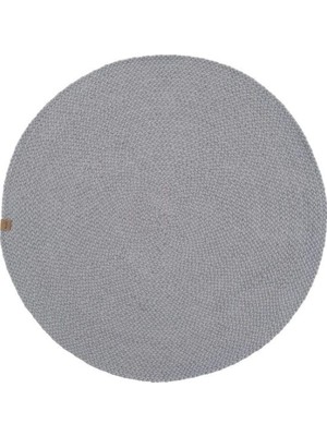 Halımax Lunox Gri Hasır Örgü Çift Taraflı Dokuma Yolluk Jüt Kilim Yuvarlak Banyo Paspası