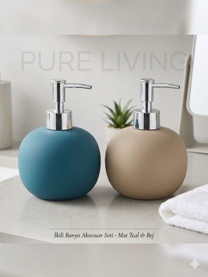 Kasımoğulları Concept Modern Ikili Banyo Aksesuar Seti - 600 ml Geniş Hacimli Mat Sıvı Sabunluk Takımı (2'li)