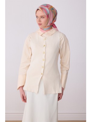 Belli Pembe Soyut Desen %100 Twill Ipek Eşarp 4318-02