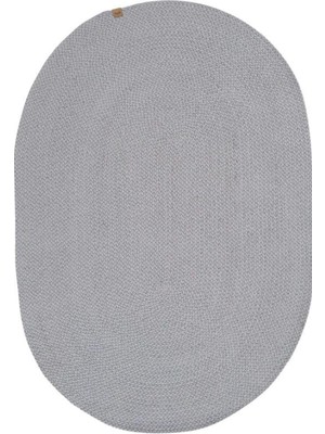 Halımax Lunox Gri Hasır Örgü Çift Taraflı Dokuma Yolluk Jüt Kilim Oval Banyo Paspası