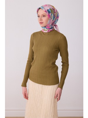Belli Pembe Soyut Desen %100 Twill Ipek Eşarp 4310-02