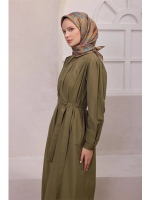 Belli Çiçekli Desen Ipek Eşarp 4207D (Twıll) Vizon - 01