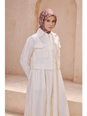 Belli Leopar Desen Premıum Soft Taba Eşarp 13