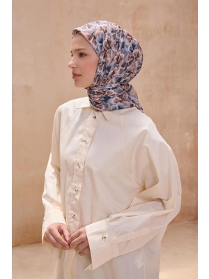 Belli Çiçek Desen Premıum Soft Vizon Eşarp 11