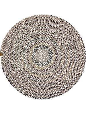 Halımax Lunox Multi Renkli Hasır Örgü Çift Taraflı Dokuma Yolluk Jüt Kilim Yuvarlak Banyo Paspası