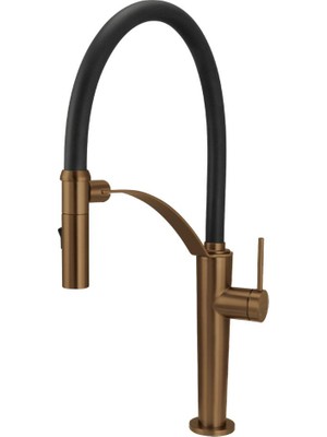 Deante Corda C72M Mutfak Armatürü, Hareketli Başlık, Flex Model, Bronz Renk