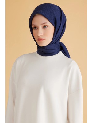 Belli Geometrik Desen Veyra Lacivert Eşarp 2