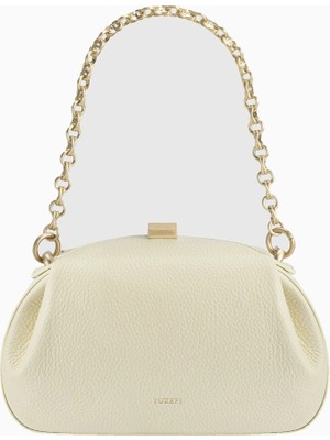 Yuzefi Oyster Mini Clutch ve Omuz Çantası, Çakıl Dokulu %100 Deri