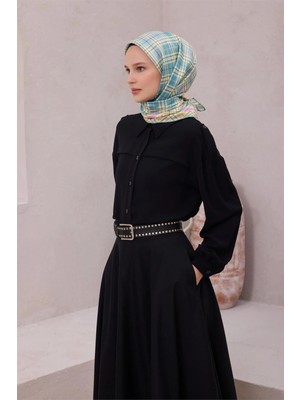 Belli Ekose Desen Ipek Eşarp 4218D (Twıll) Su Yeşili - 83