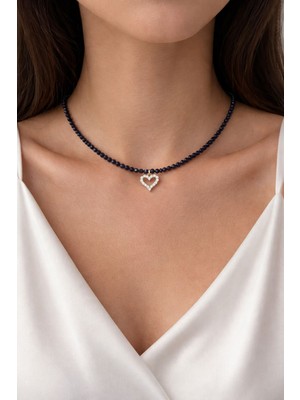 Aurevyn Design Doğal Yıldız Taşı Altın Kaplama Kalp Kolye