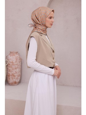 Belli Geometik Desen Ipek Eşarp 4215D (Twıll) Bebe Mavisi - 58