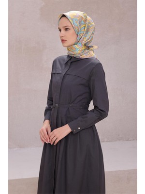 Belli Etnik Desen Ipek Eşarp 4222D (Twıll) Sarı - 51