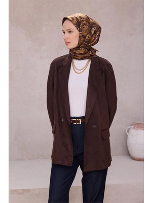 Belli Etnik Desen Ipek Eşarp 4222D (Twıll) Kahve - 89